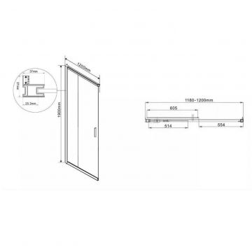 Дверь для душевого уголка Vincea Garda VHC-1G120CGB, черный, стекло тонированное