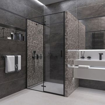 Душевая дверь Veconi (Векони) VN73B-90-01-C4 900х1950 мм профиль черный, стекло прозрачное