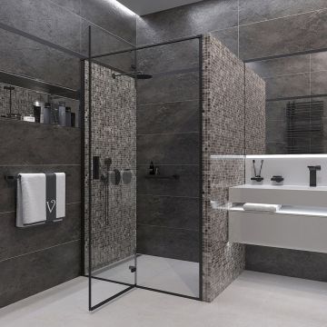 Душевая дверь Veconi (Векони) VN73B-90-01-C4 900х1950 мм профиль черный, стекло прозрачное