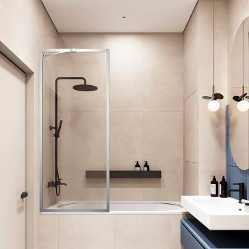Душевая шторка Veconi Palau PL85-60-01-C7 60х150 см профиль хром, стекло прозрачное