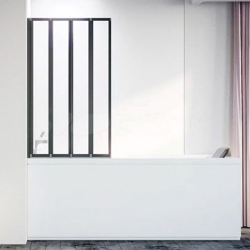 Стеклянная шторка на ванну Veconi (Векони) Palau PL74BL-90-01-19C4 профиль матовый, черный 900х1500 мм стекло прозрачное