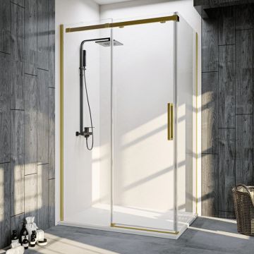 Боковая панель Veconi (Векони) KP06G-100-01-C4 1000х1950 мм стекло прозрачное 6 мм (брашированное золото)
