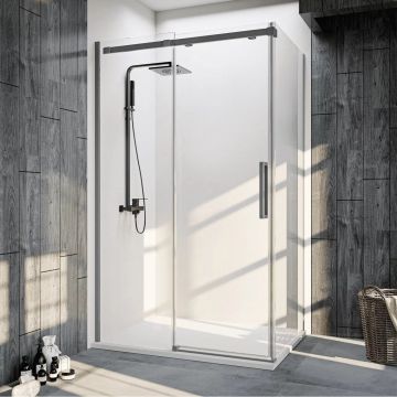 Боковая панель Veconi (Векони) KP06GR-90-01-C4 900х1950 мм стекло прозрачное 6 мм (брашированный графит)