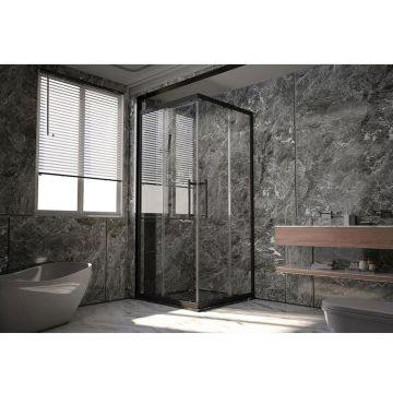 1/2 Душевого угла Veconi (Векони) Premium Trento PTC-20B PTC20-B-100-01-C4 1000х2000 мм черный мат. стекло прозрачное 8 мм