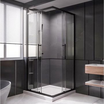 1/2 Душевого угла Veconi (Векони) Premium Trento PTC-20B PTC20-B-110-01-C4 1100х2000 мм черный мат. стекло прозрачное 8 мм