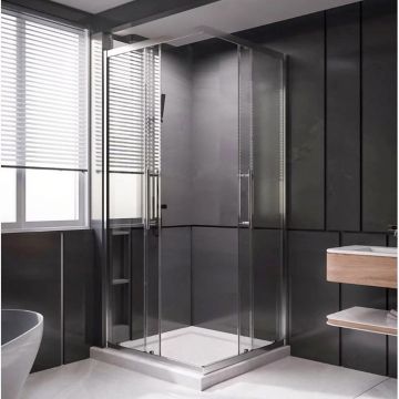 1/2 Душевого угла Veconi (Векони) Premium Trento PTC-20CH PTC20-CH-100-01-C4 1000х2000 мм хром стекло прозрачное 8 мм