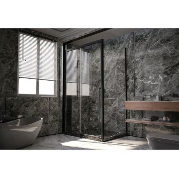 Боковая панель Veconi Premium Trento SP-30B SP30-B-90-01-C4 Стекло прозрачное 900х2000х8 мм черный мат