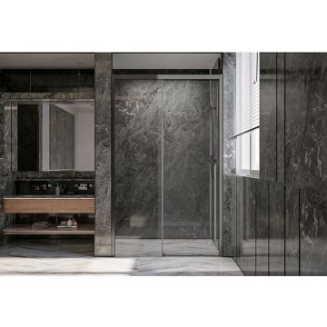 Душевая дверь Veconi Premium Trento PTD-30GR PTD30-GR-150-01-C4 Стекло прозрачное 1500х2000х8 мм графит