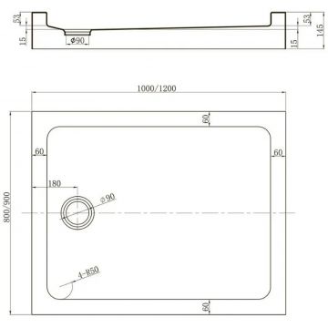 Душевой поддон Veconi Tezeo TZ-54B TZ54B-10080-C5 Акриловый 800х100х150 мм чёрный, прямоугольный