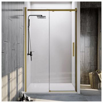 Душевая дверь Veconi (Векони) Premium Trento VN70G-160-01-C4 стекло прозрачное 6 мм 1950х1200 мм брашированное золото