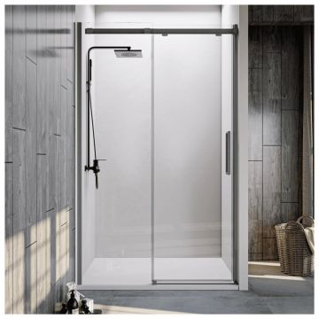 Душевая дверь Veconi Premium Trento VN70GR-160-01-C4 стекло прозрозрачное 6 мм 1950х1200 мм брашированный графит