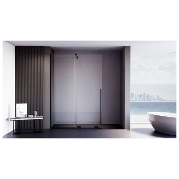 Душевая дверь-перегородка Veconi Premium Trento PTDW-50B-150-01-C4 стекло прозрачное-8 мм 1480-1490х2000 мм черный