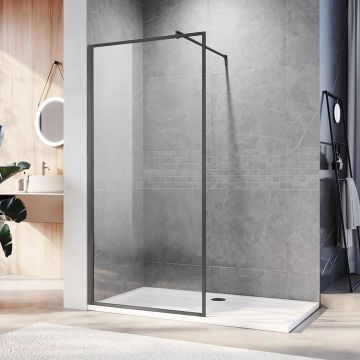 Душевая перегородка Veconi (Векони) Korato KR81GR-80-01-C8 Стекло прозрачное 8 мм, 2000х800 мм, брашированный графит