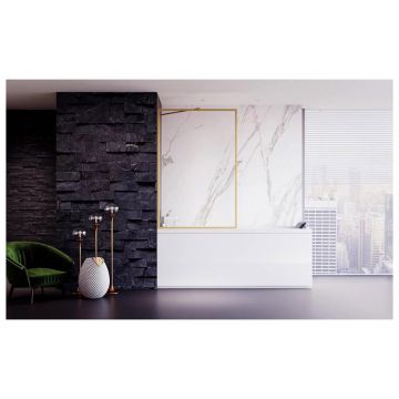 Душевая шторка Veconi (Векони) Palau PL85G-60-01-C7 Стекло прозрачное 5 мм, 1500х600 мм, брашированное золото