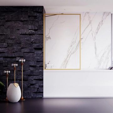 Душевая шторка Veconi (Векони) Palau PL85G-70-01-C7 Стекло прозрачное 5 мм, 1500х700 мм, брашированное золото