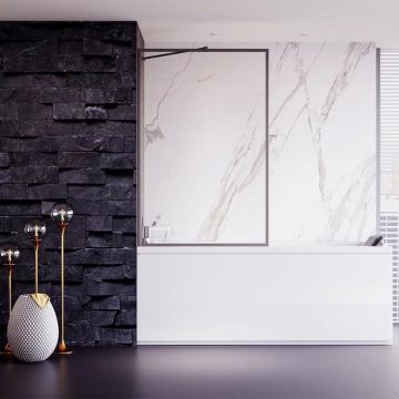 Душевая шторка Veconi (Векони) Palau PL85GR-60-01-C7 Стекло прозрачное 5 мм, 1500х600 мм, брашированный графит