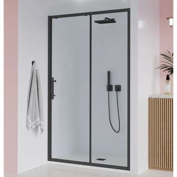 Душевая дверь Veconi (Векони) Evo 100 B, 1100x1950 мм, черный матовый, стекло прозрачное 6 мм, E1-B-110-01-C9