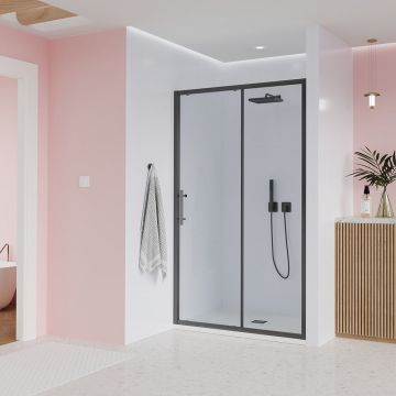 Душевая дверь Veconi (Векони) Evo 100 GR, 1100x1950 мм, графит брашинг, стекло прозрачное 6 мм, E1-GR-110-01-C9