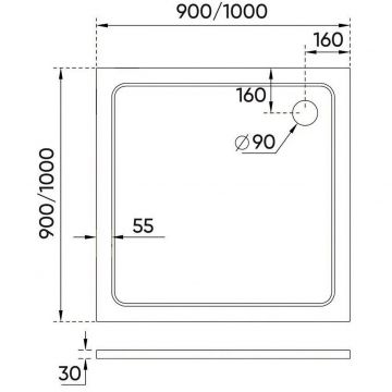 Поддон душевой Veconi Tezeo stone 1000x1000x300 мм универсальный, на каркасе, без сифона (TZ08-100K-01-19C3)