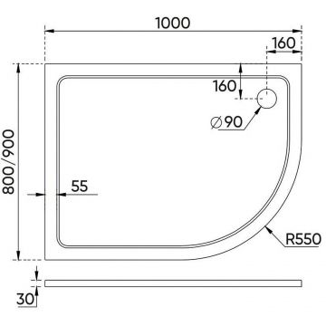 Поддон душевой Veconi Tezeo stone 1000x900x300 мм левый, на каркасе, без сифона (TZ11L-10090A-01-19C3)