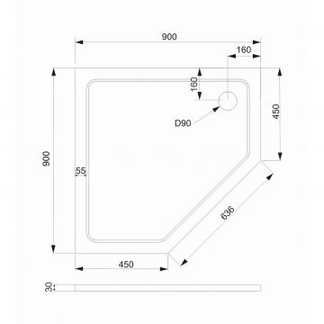 Поддон душевой Veconi Tezeo stone 900x900x300 мм универсальный, на каркасе, без сифона (TZ12-90T-01-19C3)