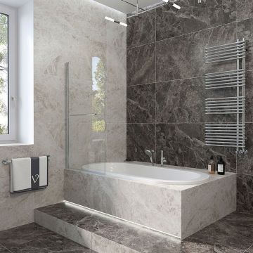 Шторка на ванну Veconi Palau 90x150 см стекло прозрачное, профиль хром (PL79-90-01-C4)