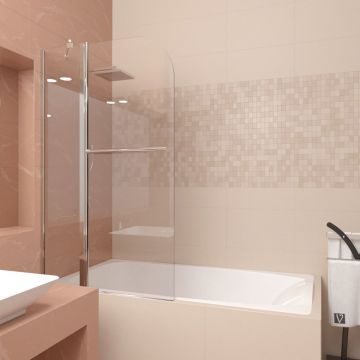 Шторка на ванну Veconi Palau 90x150 см стекло прозрачное, профиль черный (PL81-90-01-19C1)