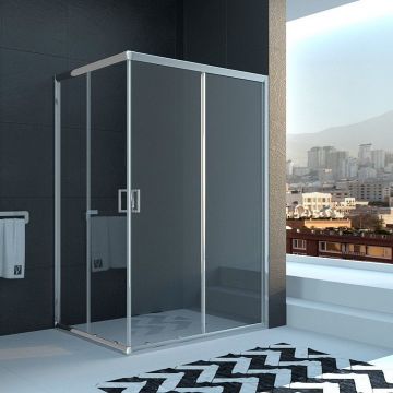 Душевой уголок Veconi (Векони) Rovigo 100х195х80 см стекло прозрачное, профиль хром, механизм раздвижной (RV10-10080-01-C5)