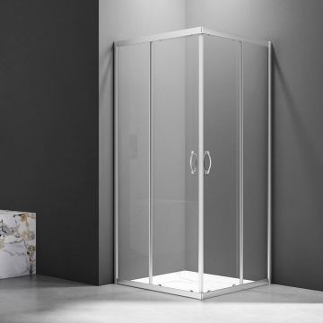 Душевой уголок Veconi (Векони) Rovigo 80х190х80 см стекло прозрачное, профиль хром, механизм раздвижной (RV101-80-01-C5)