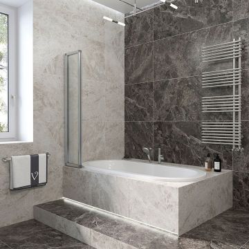 Стеклянная шторка на ванну Veconi (Векони) Palau PL74L-120-01-19C4 120х150 профиль хром, стекло прозрачное