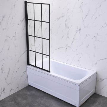 Стеклянная шторка на ванну Veconi (Векони) Palau PL77L-70-01-C6 70х150 профиль черный, стекло прозрачное