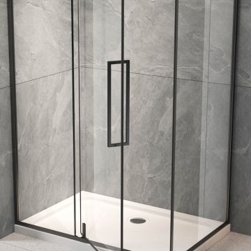 Душевая дверь Veconi VN34B-100-01-C7 1000х1950 мм профиль черный, стекло прозрачное