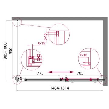 Душевой уголок BelBagno (Бельбагно) ACQUA-AH-1-150/100-C-Cr хром, стекло прозрачное 8 мм (1500х1950х1000)