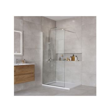 Душевая перегородка с односторонним входом BelBagno (Бельбагно) KRAFT-L-1-90-C-Cr хром, стекло прозрачное 6 мм (900х1950х650-1200)