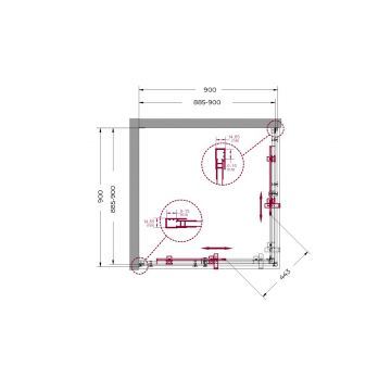 Душевой уголок BelBagno (Бельбагно) MARINO-A-2-90-C-NERO черный, стекло прозрачное 8 мм (900х1950х900)