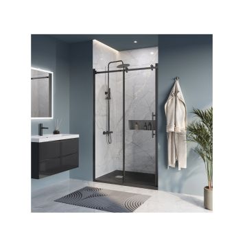 Душевая дверь BelBagno MARINO-BF-1-120-C-NERO черный, стекло прозрачное 8 мм (1200х1950)
