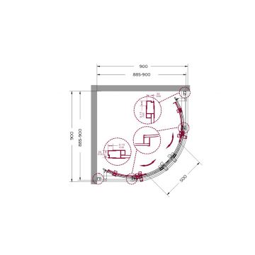 Душевой уголок BelBagno (Бельбагно) MARINO-R-2-90-C-Cr хром, стекло прозрачное 8 мм(1950х900)