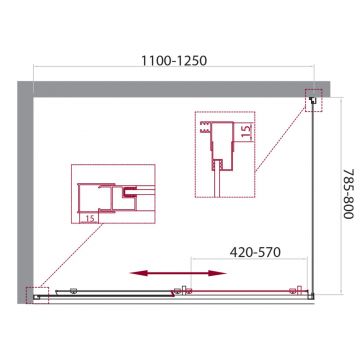 Душевой уголок BelBagno (Бельбагно) UNIQUE-AH-1-110/125-80-C-Cr хром, стекло прозрачное 5 мм (1100х1900х800)