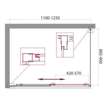 Душевой уголок BelBagno (Бельбагно) UNIQUE-AH-1-110/125-90-C-Cr хром, стекло прозрачное 5 мм (1100х1900х900)