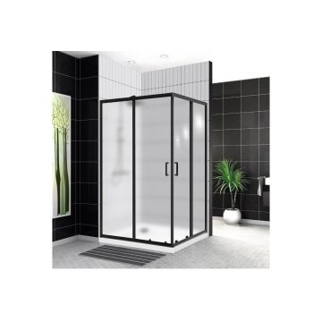 Душевой уголок BelBagno (Бельбагно) UNO-195-AH-2-120/90-P-NERO черный, стекло рифленое 5 мм (1200х1950х900)