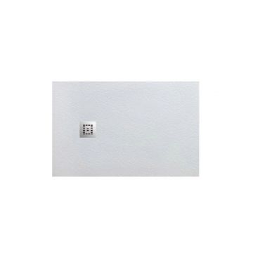 Поддон из искусственного мрамора в комплекте с сифоном с декоративной накладкой BelBagno (Бельбагно) TRAY-MR-UNO-AH-140/80-35-W-CR белый