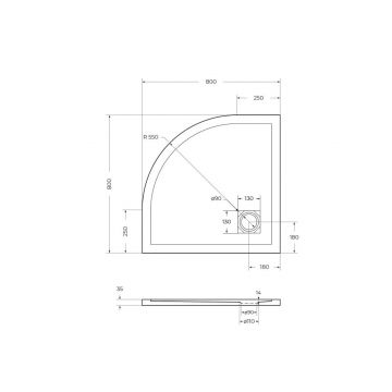 Поддон из искусственного мрамора в комплекте с сифоном с декоративной накладкой BelBagno (Бельбагно) TRAY-MR-UNO-R-80-550-35-W-CR белый