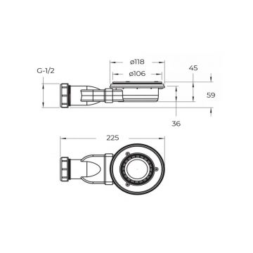 Поддон из искусственного мрамора в комплекте с сифоном с декоративной накладкой BelBagno (Бельбагно) TRAY-MR-UNO-RH-120/90-550-35-W-L-CR белый