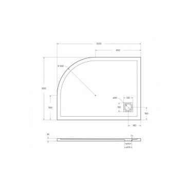 Поддон из искусственного мрамора BelBagno (Бельбагно) TRAY-MR-UNO-RH-120/90-550-35-W-R белый (1200х35х900)
