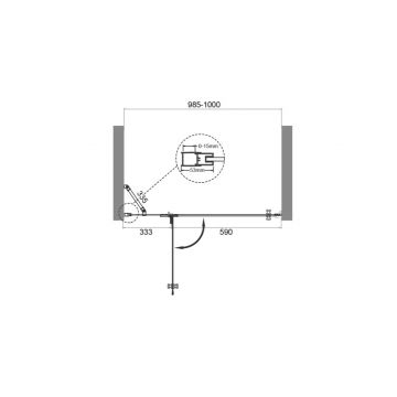 Душевая дверь без ответного пристенного магнитного профиля, левая BelBagno (Бельбагно) KRAFT-60/40-C-Cr-L хром, стекло прозрачное 6 мм (1950х1000)