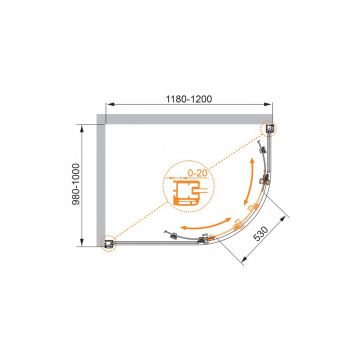 Душевой уголок Cezares (Цезарис) ANIMA-W-RH-2-120/100-P-Cr-L цвет профиля хром, стекло матовое 6 мм 120х200х90 см