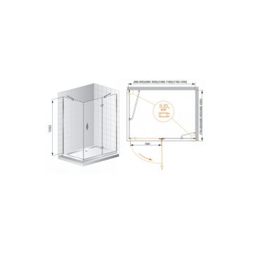 Душевой уголок Cezares (Цезарис) BERGAMO-W-AH-1-100/80-C-Cr-R цвет профиля хром, стекло прозрачное 6 мм 100х195х80 см
