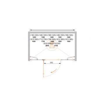 Душевая дверь Cezares (Цезарис) BERGAMO-W-B-13-80+60/30-C-Cr-R цвет профиля хром, стекло прозрачное 6 мм 195х165 см