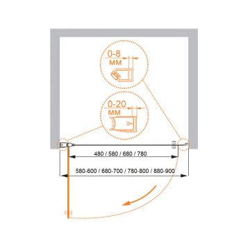 Душевая дверь Cezares (Цезарис) ELENA-W-B-1-90-P-Cr-L цвет профиля хром, стекло матовое 6 мм 195х90 см
