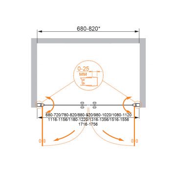 Душевая дверь Cezares (Цезарис) ELENA-W-B-2-160-C-Cr цвет профиля хром, стекло прозрачное 6 мм 195х155 см